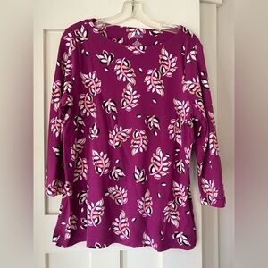 Croft & Barrow Purple Boxy 3/4 Sleeve Blouse